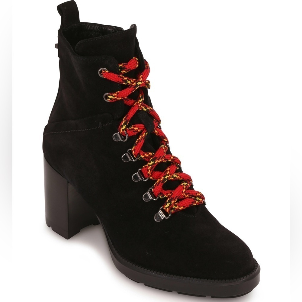 Aquatalia Ihana Black Suede Weatherproof Lace-Up Boots Women’s 9.5 Made in Italy